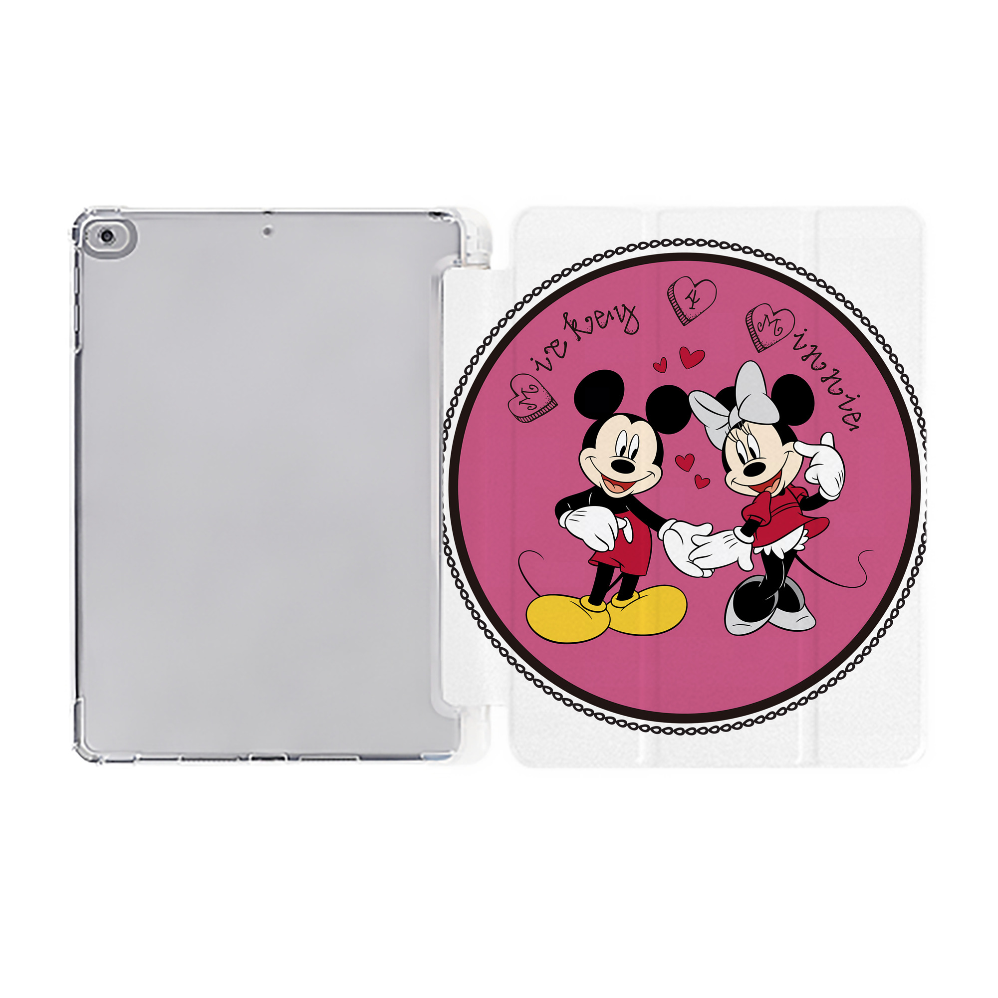 （画像用） ミッキーマウス Mickey Mouse IPad ケース ペン収納付き 三つ折りスタンド PUレザー×シリコン 対応機種9.5/10.5/10.9インチ